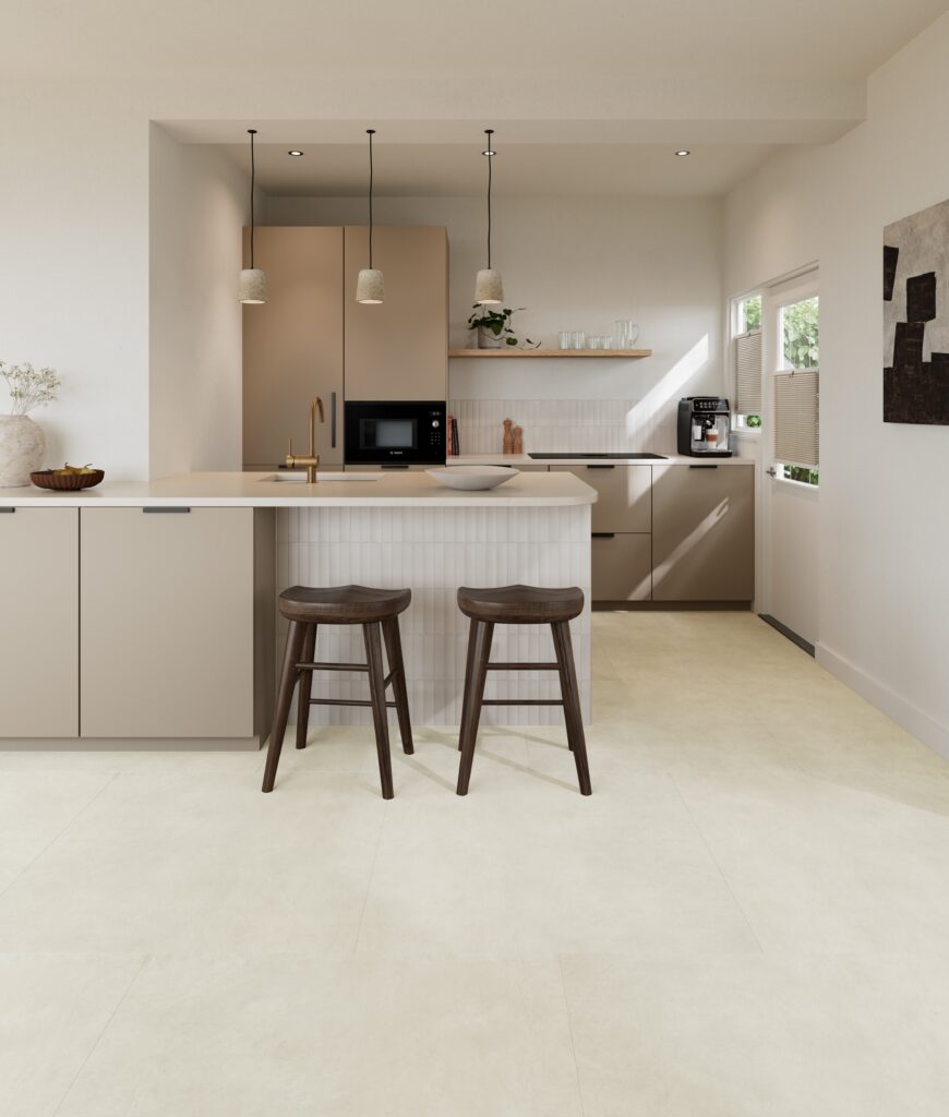 Bv.10.30.4 Solid Concrete Beige Vierkant Tegel Keuken